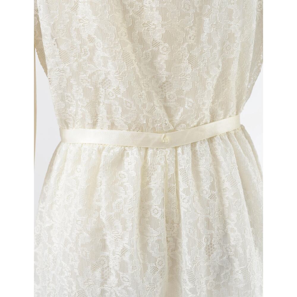 Vintage 40s 50s Ivory Lace Nightgown Sheer Romantic Bridal Lingerie Dress M - Picture 7 of 9